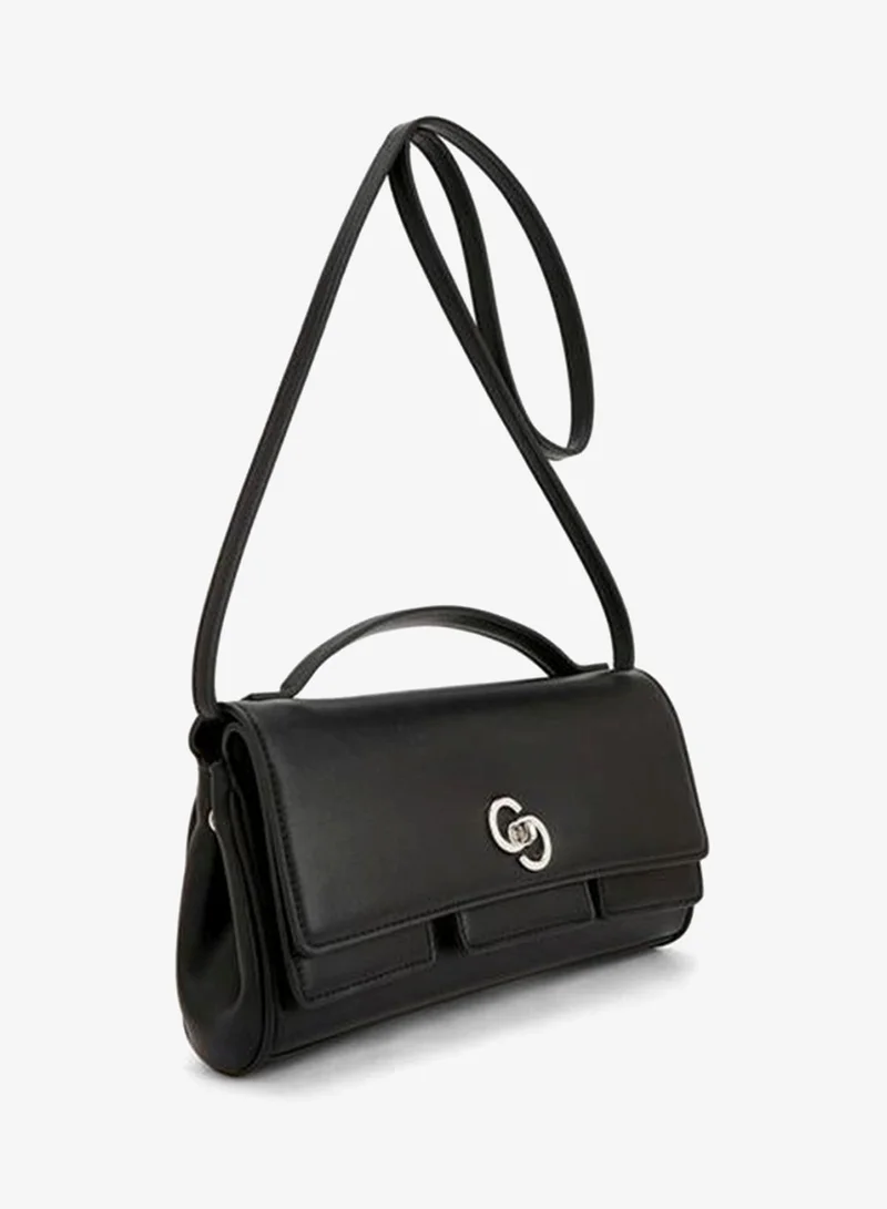 Celeste BLACK Solid Crossbody Bag With Strap Handle for Women | Best Price UAE