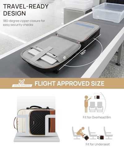 Telena Travel Backpack for Women 156 inch Laptop Backpack TSA Carry on Backpack Personal Item Size Flight Approved Travel Bag Daypack with MultiPockets for Work Travel Business BlackBeigeBrown - Image 3