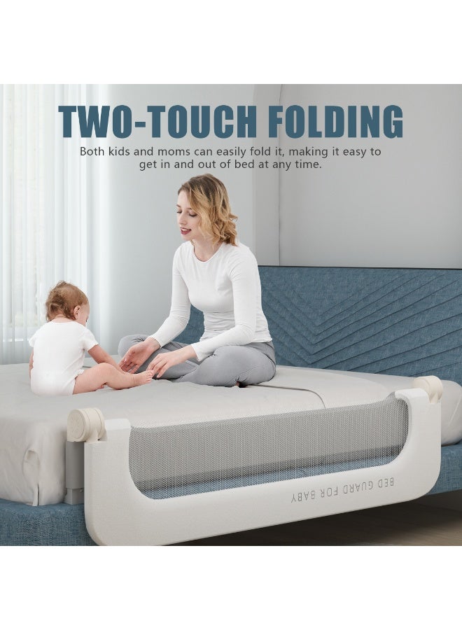 ميشيدا حاجب سرير للأطفال الصغار، ارتفاع قابل للتعديل يصل إلى 71 بوصة، سياج سرير قابل للطي ومحمول للأطفال الرضع والأطفال الصغار، حواجز أسرّة الأطفال الصغار متوافقة مع أسرة الأطفال، والأسرة الفردية، والمتعددة، والمزدوجة، والملكة، والملك. - Image 3