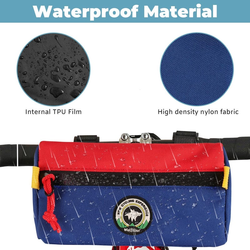 Vortika Bike Handlebar Bag, Bicycle Front Bag, Kids Handle Bar Bag, Storage Bag with Shoulder Strap for Men Women Kids Outdoor Road MTB Cycling(Blue + Red) - Image 3