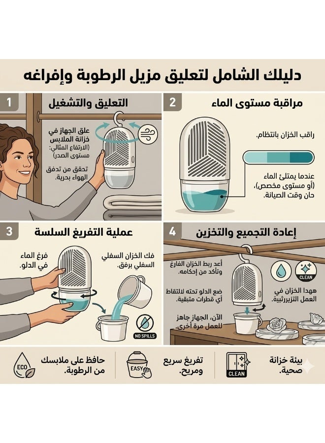 Hanging Dehumidifier Bags for Closets & Wardrobes – Moisture Absorber & Anti-Mold Solution with Transparent Water Collector – Ideal for Bathroom, Kitchen, and Car (1 Piece). - Image 3