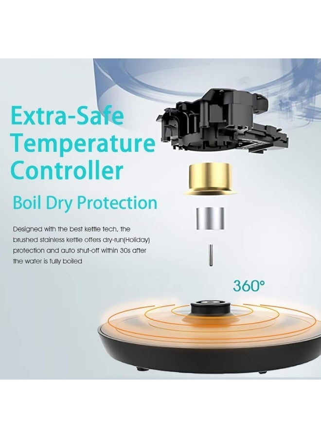 اتش اس HS Electric Kettle, 2L 1500W Glass Hot Water Boiler & Tea Pot, BPA-Free Borosilicate Glass, LED Indicator, Auto Shut Off & Boil-Dry Protection, Stainless Steel Bottom - Image 5