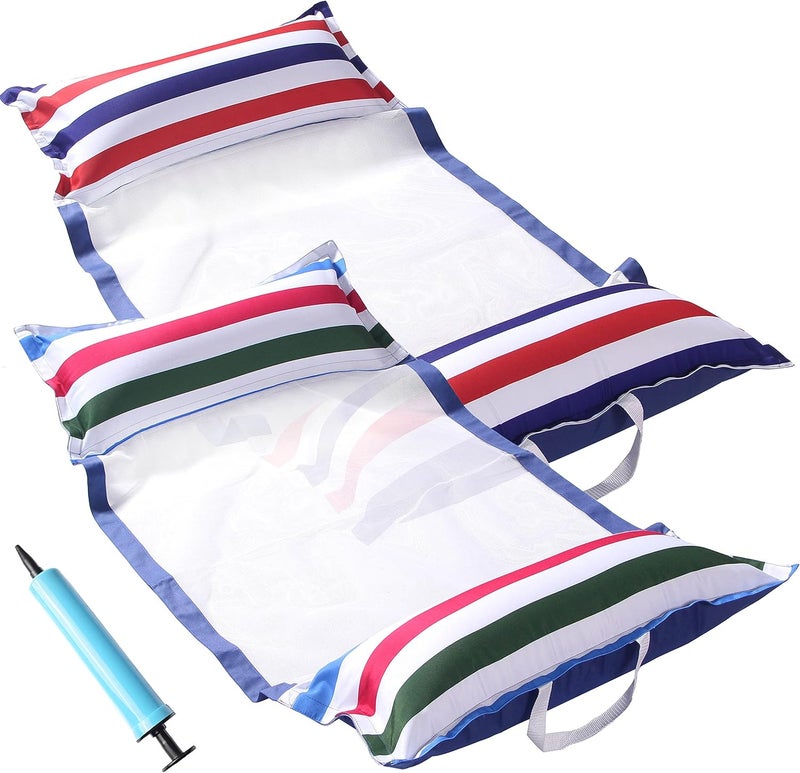 FindUWill Fabric Pool Hammock Floats, XL, 2Pack Inflatable Water Hammocks Floaties 4-in-1 (Saddle, Lounge Chair, Hammock, Drifter), Pool Float Lounger for Adults - Image 1