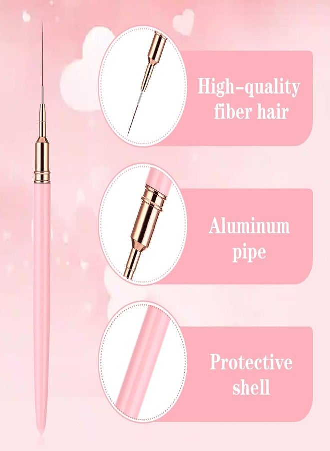 QUEENFINGER 5pcs Nail Art Liner Brushes, Liner Brush For Nails Gel, Painting Art Design Brush Set Nail Dotting Drawing Tool For Long Lines, Thin Details, Fine Drawing Sizes (Pink) - Image 2