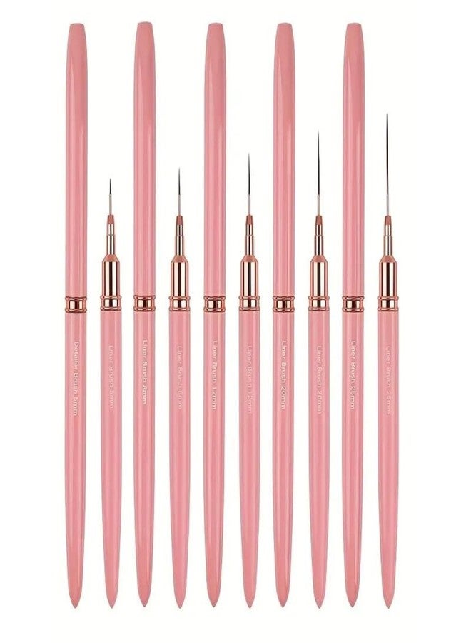 QUEENFINGER 5pcs Nail Art Liner Brushes, Liner Brush For Nails Gel, Painting Art Design Brush Set Nail Dotting Drawing Tool For Long Lines, Thin Details, Fine Drawing Sizes (Pink) - Image 1