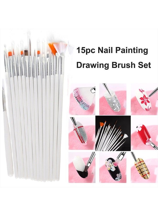 LifexTol 20pc Nail Art Painting Brush Pen Tools Kit UV Gel Building Drawing Linering Brushes Set Mandala Nail Dotting Pens (White) - Image 2