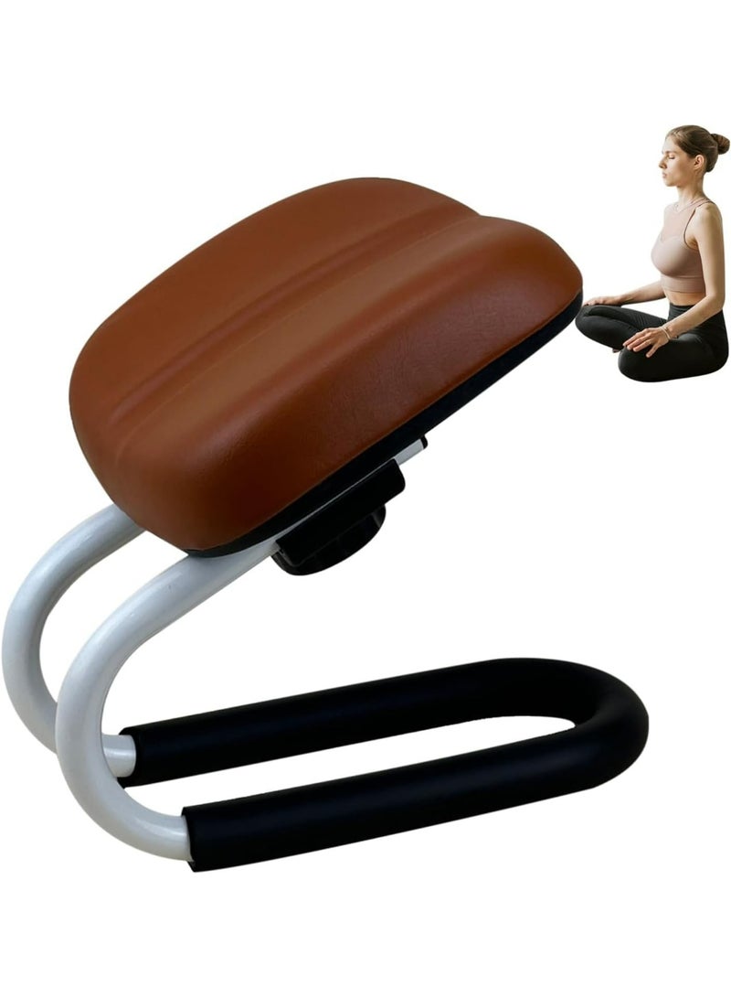 Oasisgalore Meditation Bench Adjustable Height - Portable Prayer Kneeler Chair for Home Outside，Yoga Stool with Non-Slip Leg Sleeves(Brown) - Image 1