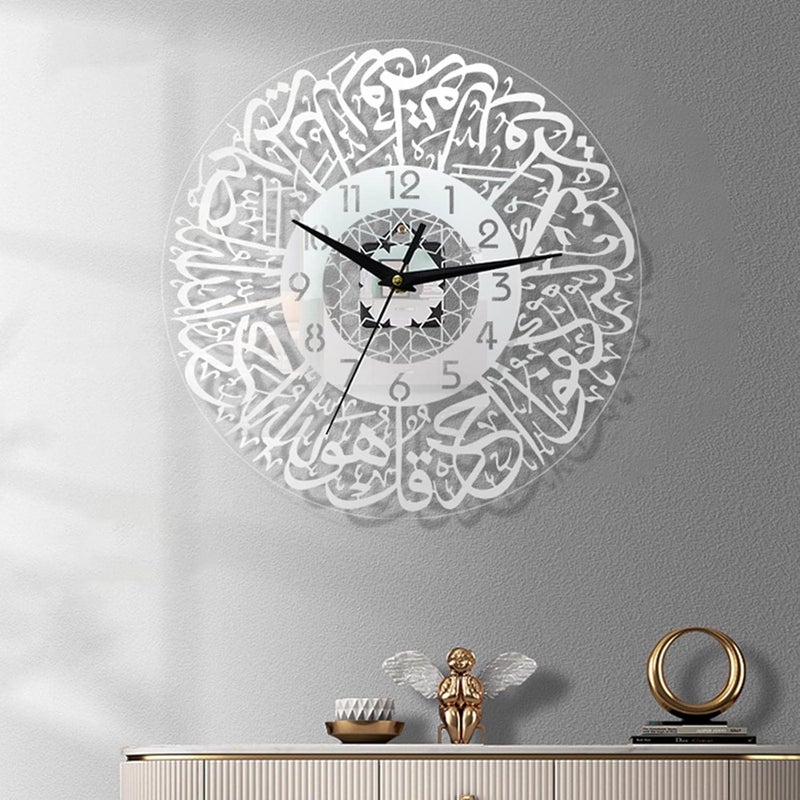 klarako12Inch Islamic Wall Clock Silent Non Ticking Decorative Quartz Wall Clocks Decorations for Living Room Bathroom Muslim Eid Decor Home Office Kitchen klarakoSilver - Image 2