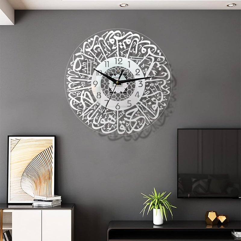 klarako12Inch Islamic Wall Clock Silent Non Ticking Decorative Quartz Wall Clocks Decorations for Living Room Bathroom Muslim Eid Decor Home Office Kitchen klarakoSilver - Image 5