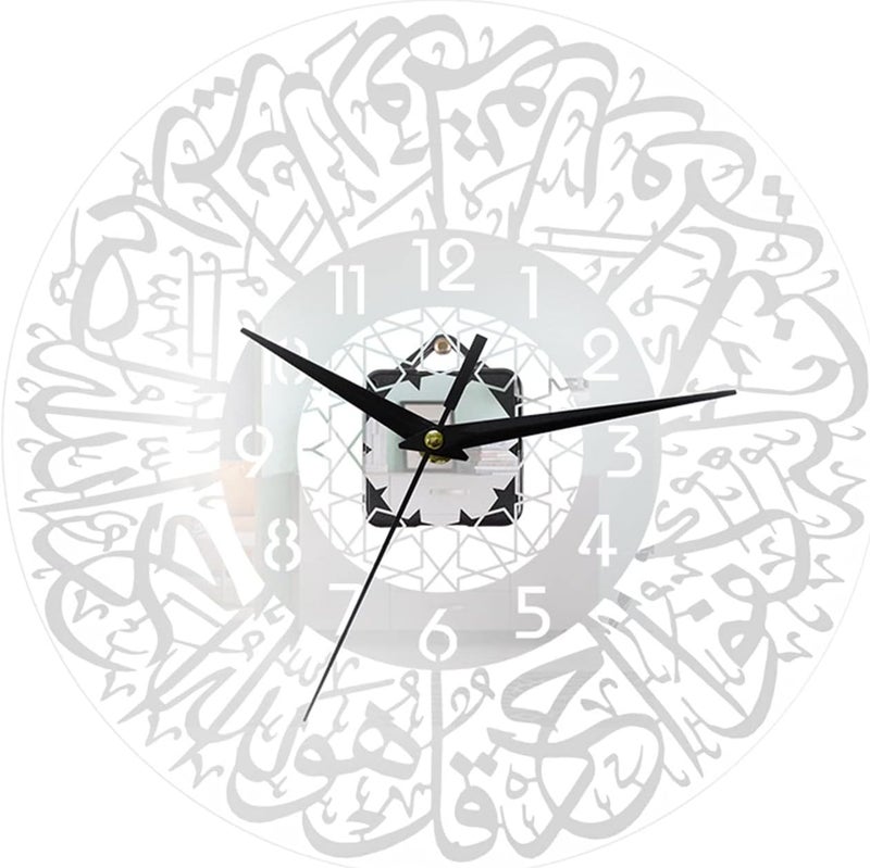 klarako12Inch Islamic Wall Clock Silent Non Ticking Decorative Quartz Wall Clocks Decorations for Living Room Bathroom Muslim Eid Decor Home Office Kitchen klarakoSilver - Image 3
