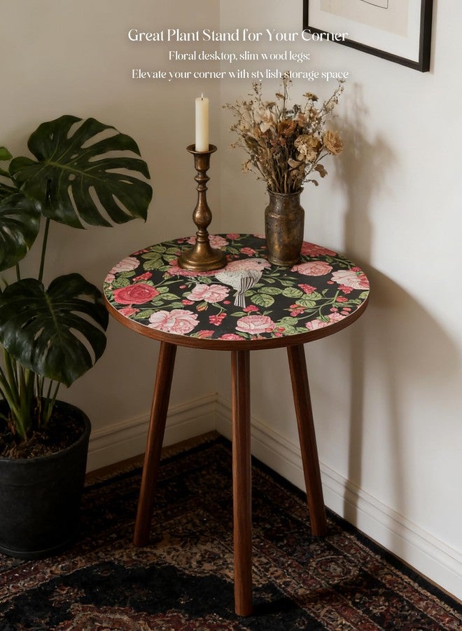 Semjar Round Side Table,Mid Century Modern End Table for Couch Bedside,Easy Assembly Accent Nightstand with Solid Wood Leg for Living Room,Bedroom,Corners,Small Table Stand for Small Spaces - Image 4