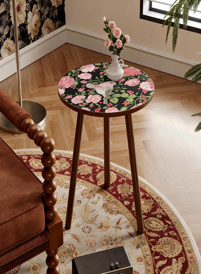Semjar Round Side Table,Mid Century Modern End Table for Couch Bedside,Easy Assembly Accent Nightstand with Solid Wood Leg for Living Room,Bedroom,Corners,Small Table Stand for Small Spaces - Image 1