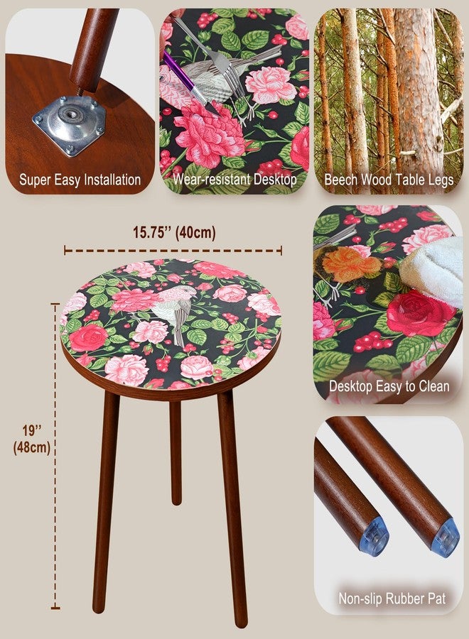 Semjar Round Side Table,Mid Century Modern End Table for Couch Bedside,Easy Assembly Accent Nightstand with Solid Wood Leg for Living Room,Bedroom,Corners,Small Table Stand for Small Spaces - Image 5