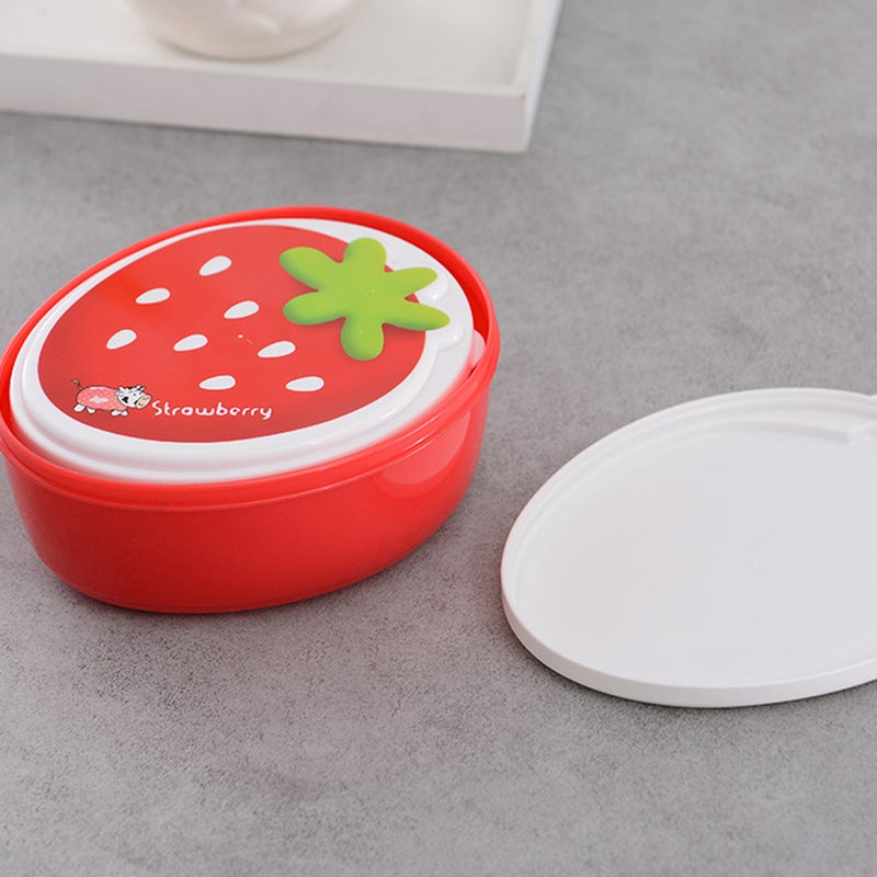 4 Pcs Strawberry Pattern Lunch Storage Box Portable Container Lunch Box - Image 4