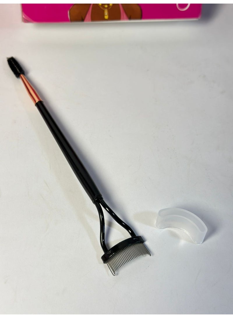 أداة فصل الرموش برأسين في أداة واحدة، مزودة بأسنان دقيقة من الفولاذ المقاوم للصدأ وفرشاة للحواجب، لتحديد الرموش وفصلها وتقليل تكتل الماسكارا، أداة احترافية لوضع مكياج العيون (قطعة واحدة) قد يختلف اللون - Image 2