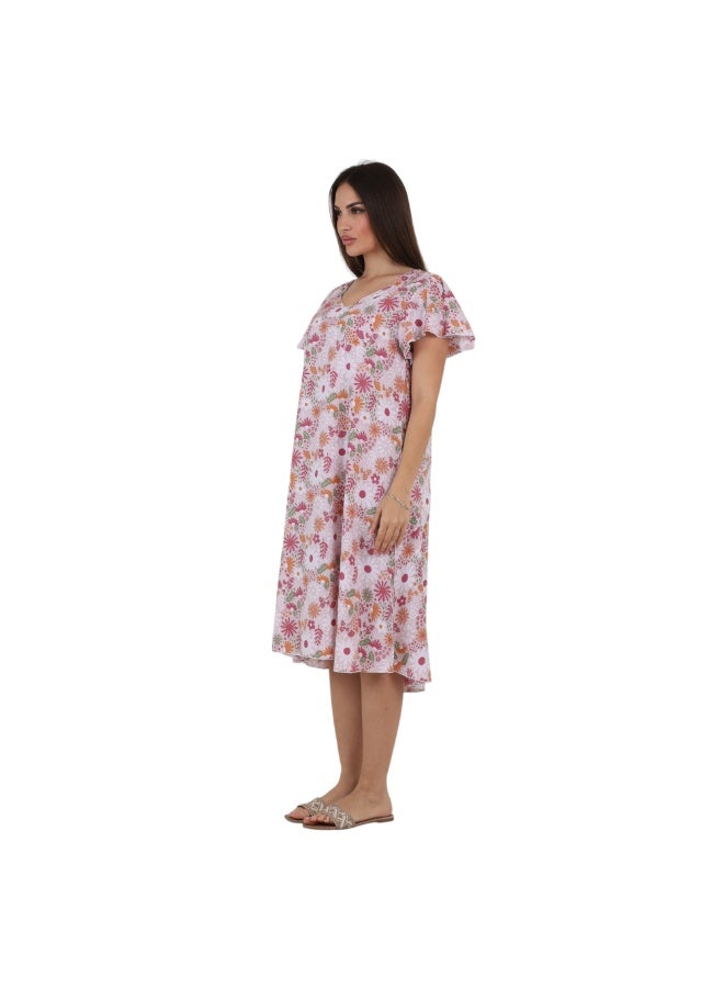 ZECOTEX Women's Soft Viscose Summer Dress, Loose Fit, Floral Print, M-XL - Image 2