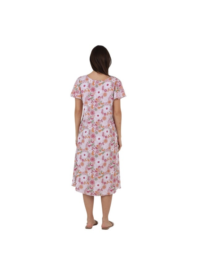 ZECOTEX Women's Soft Viscose Summer Dress, Loose Fit, Floral Print, M-XL - Image 3