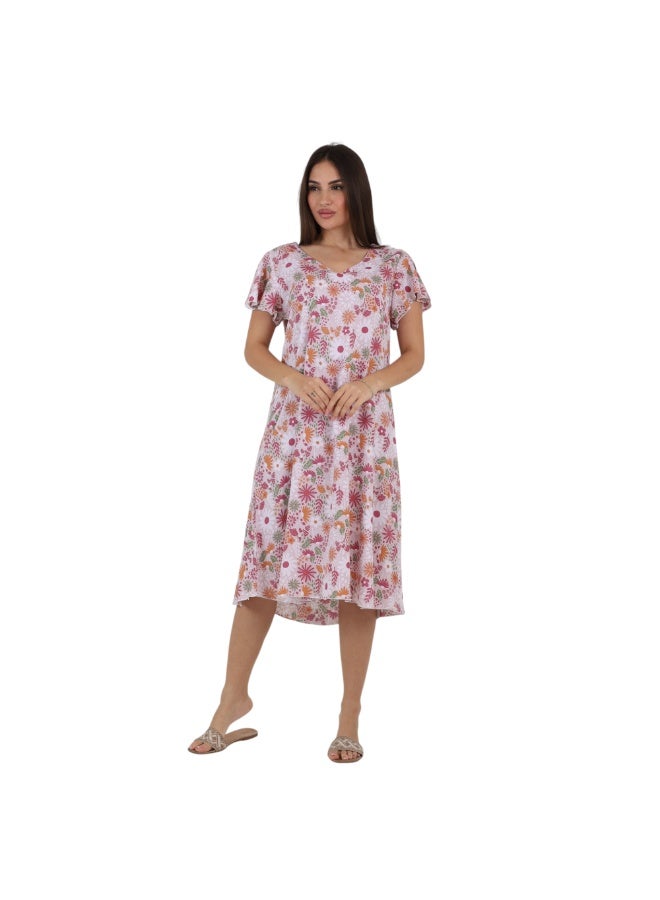 ZECOTEX Women's Soft Viscose Summer Dress, Loose Fit, Floral Print, M-XL - Image 1