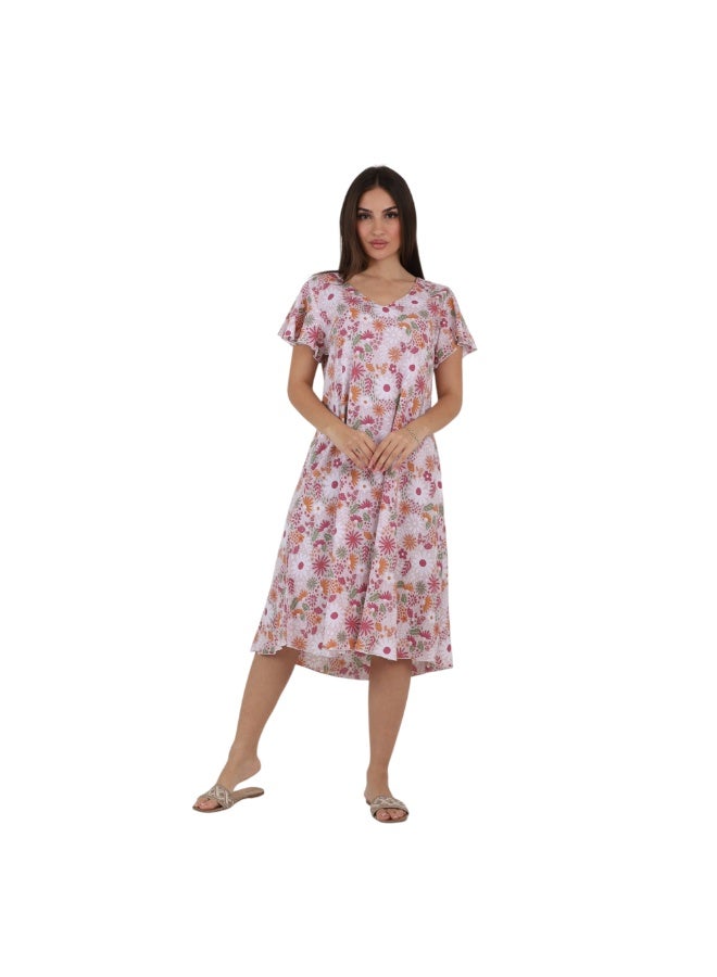 ZECOTEX Women's Soft Viscose Summer Dress, Loose Fit, Floral Print, M-XL - Image 4