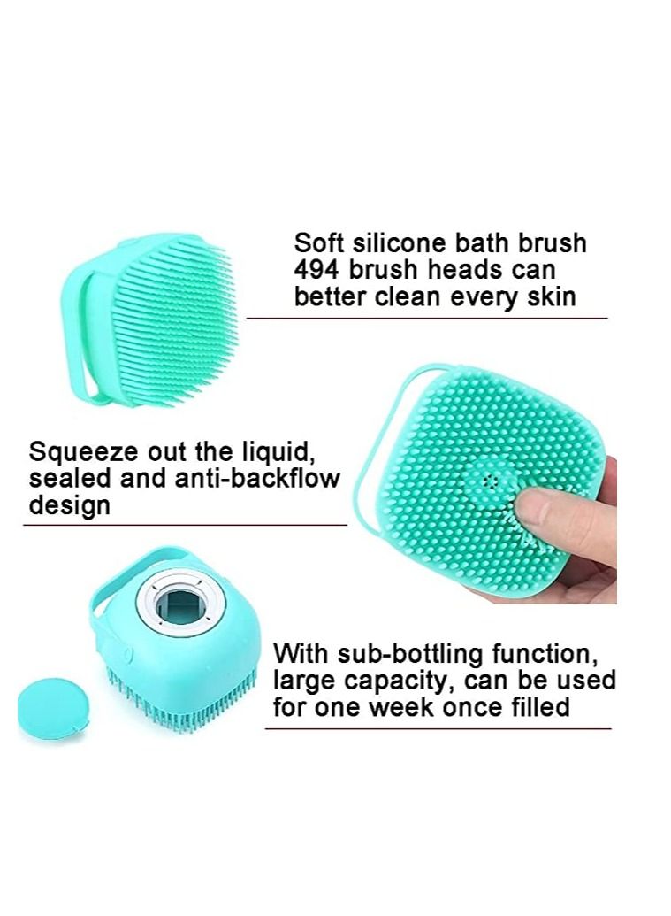 AS SEEN ON TV 2 in 1 Silicone Bath Body Brush with Shampoo Dispenser For Kids Blue - Image 4