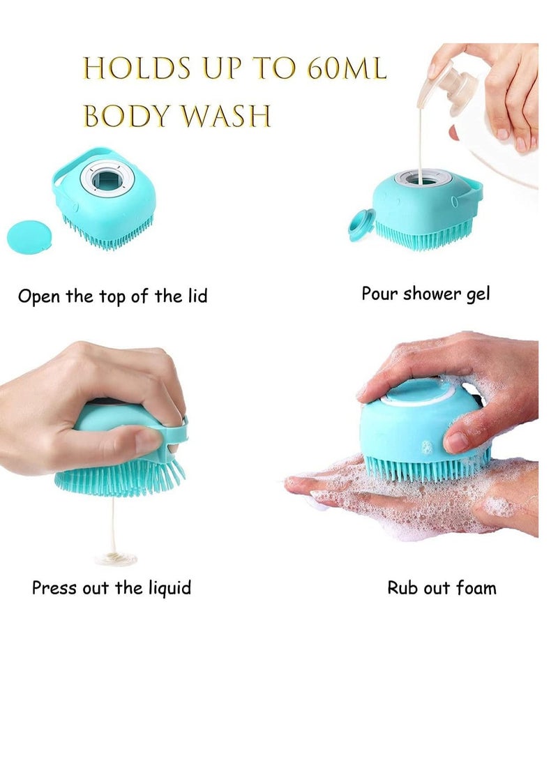 AS SEEN ON TV 2 in 1 Silicone Bath Body Brush with Shampoo Dispenser For Kids Blue - Image 5