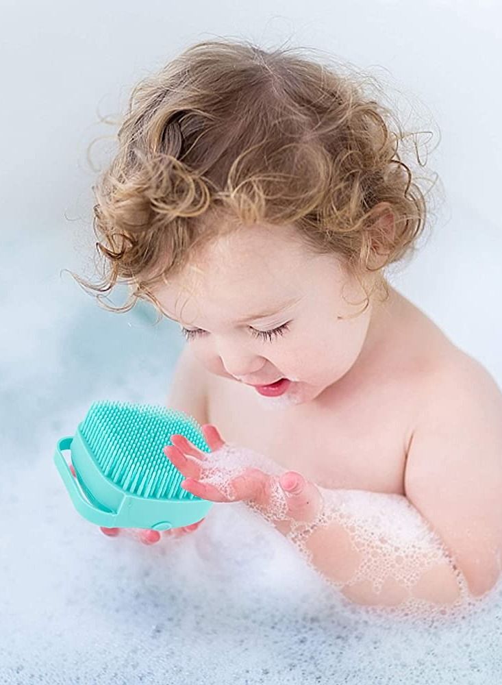 AS SEEN ON TV 2 in 1 Silicone Bath Body Brush with Shampoo Dispenser For Kids Blue - Image 1