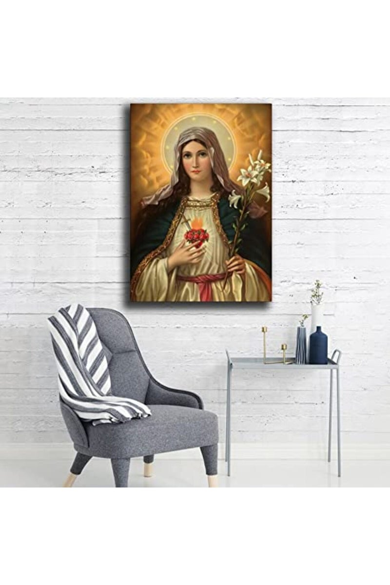 FireDeer Catholic Jesus Poster Print On Canvas Painting Christian God Pictures for Living Room No Frame (Virgin Mary,24x36inch) - Image 5