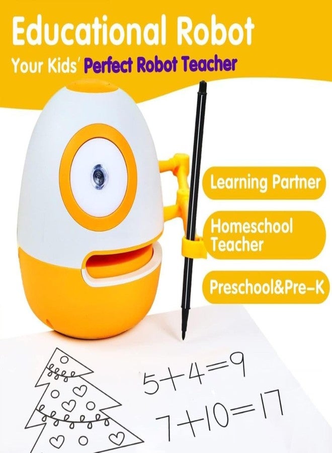 Drumstone (𝗦𝗽𝗲𝗰𝗶𝗮𝗹 𝟱 𝗬𝗲𝗮𝗿𝘀 𝗪𝗮𝗿𝗿𝗮𝗻𝘁𝘆)Interactive Smart Drawing & Learning Robot for Kids Educational Toy to Teach Writing, Math, Spelling Shapes & More with Step-by-Step Guidance - Image 3