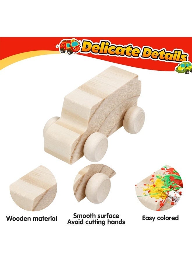 هالامودو 8 قطع خشبية DIY السيارات الحرف الخشبية غير المنتهية DIY الحرف الخشبية مجموعة للطلاب الأنشطة العائلية الفنون والحرف اليدوية مجموعة للأطفال لـ 3 4 5 سنوات الأولاد البنات - Image 2