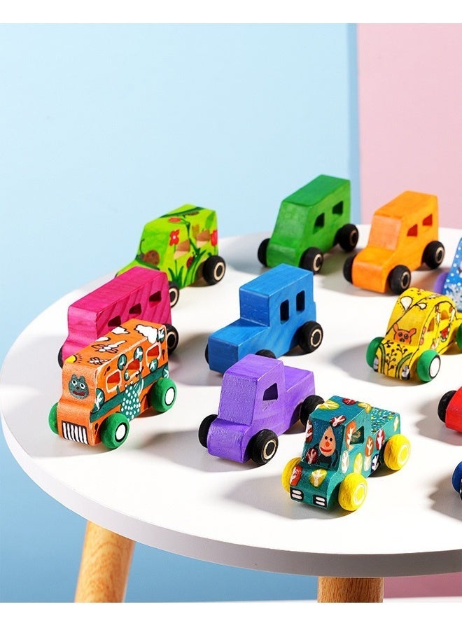 هالامودو 8 قطع خشبية DIY السيارات الحرف الخشبية غير المنتهية DIY الحرف الخشبية مجموعة للطلاب الأنشطة العائلية الفنون والحرف اليدوية مجموعة للأطفال لـ 3 4 5 سنوات الأولاد البنات - Image 4