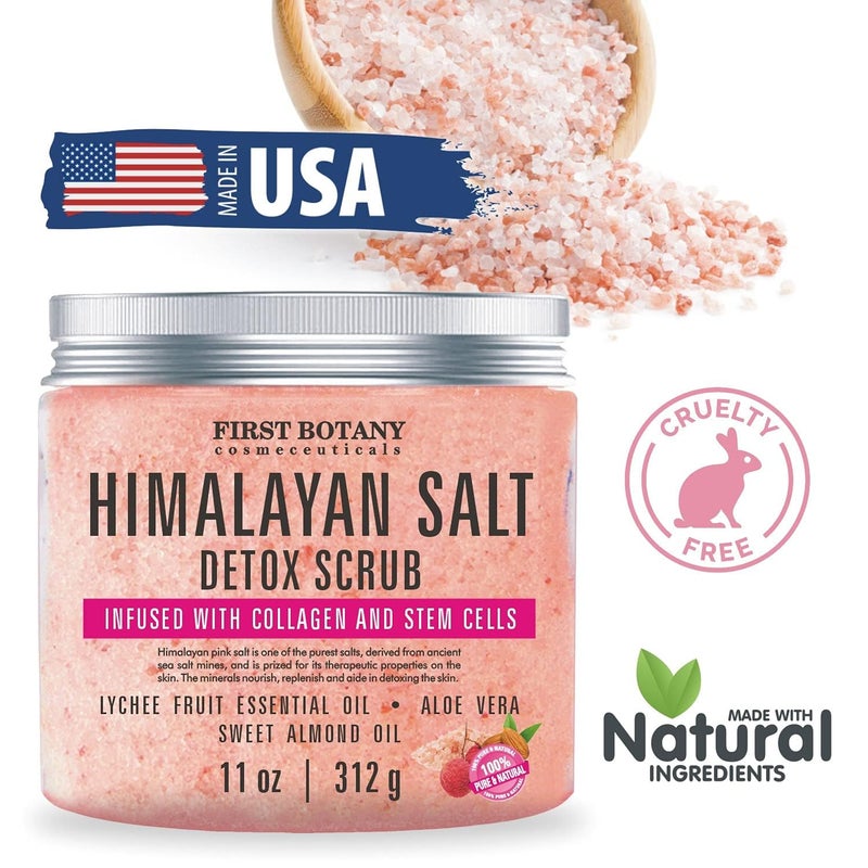 First Botany Himalayan Salt Body Scrub with Collagen & Stem Cells, Natural Exfoliating Salt Scrub Body & Face Souffle (20 oz) - Image 3