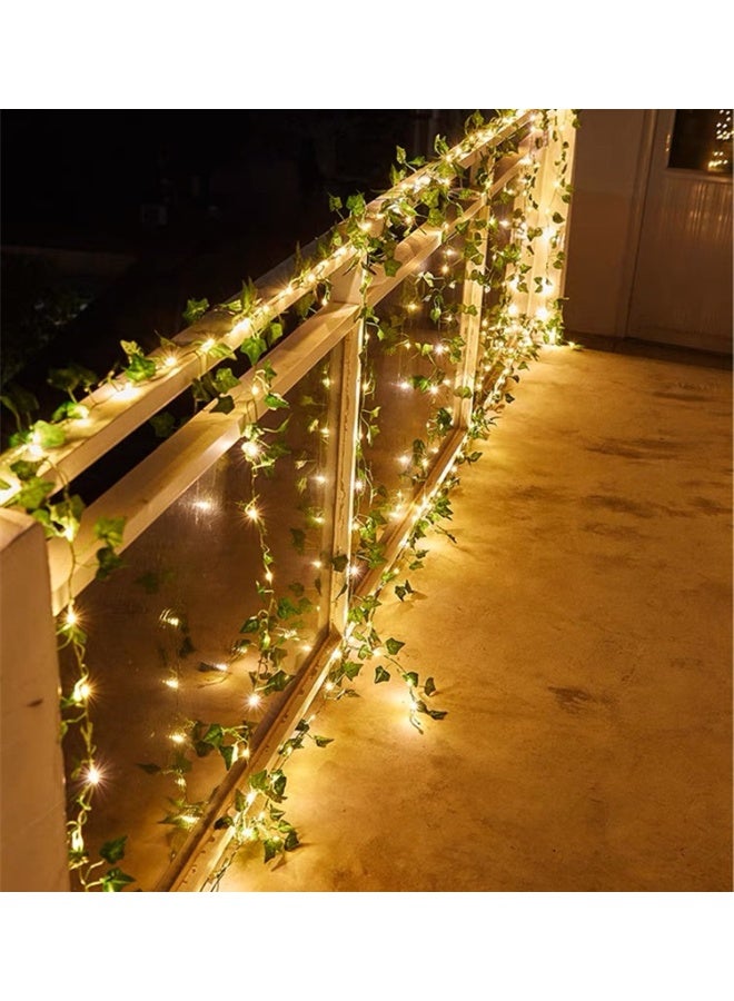 ماركة غير محددة أضواء خيطية على شكل أوراق، 32.8 قدم أضواء LED بخيوط مع 100 ضوء LED معلق لتزيين غرفة النوم، مصباح خيط زخرفي بموضوع أوراق مونستيرا الخضراء  - Image 3