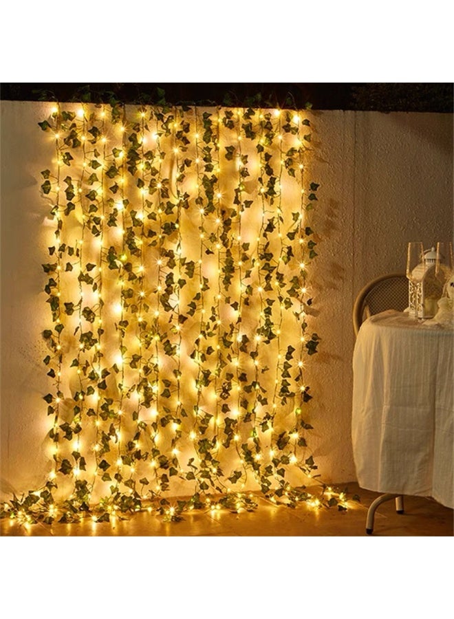 ماركة غير محددة أضواء خيطية على شكل أوراق، 32.8 قدم أضواء LED بخيوط مع 100 ضوء LED معلق لتزيين غرفة النوم، مصباح خيط زخرفي بموضوع أوراق مونستيرا الخضراء  - Image 1