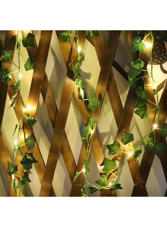ماركة غير محددة أضواء خيطية على شكل أوراق، 32.8 قدم أضواء LED بخيوط مع 100 ضوء LED معلق لتزيين غرفة النوم، مصباح خيط زخرفي بموضوع أوراق مونستيرا الخضراء  - Image 5