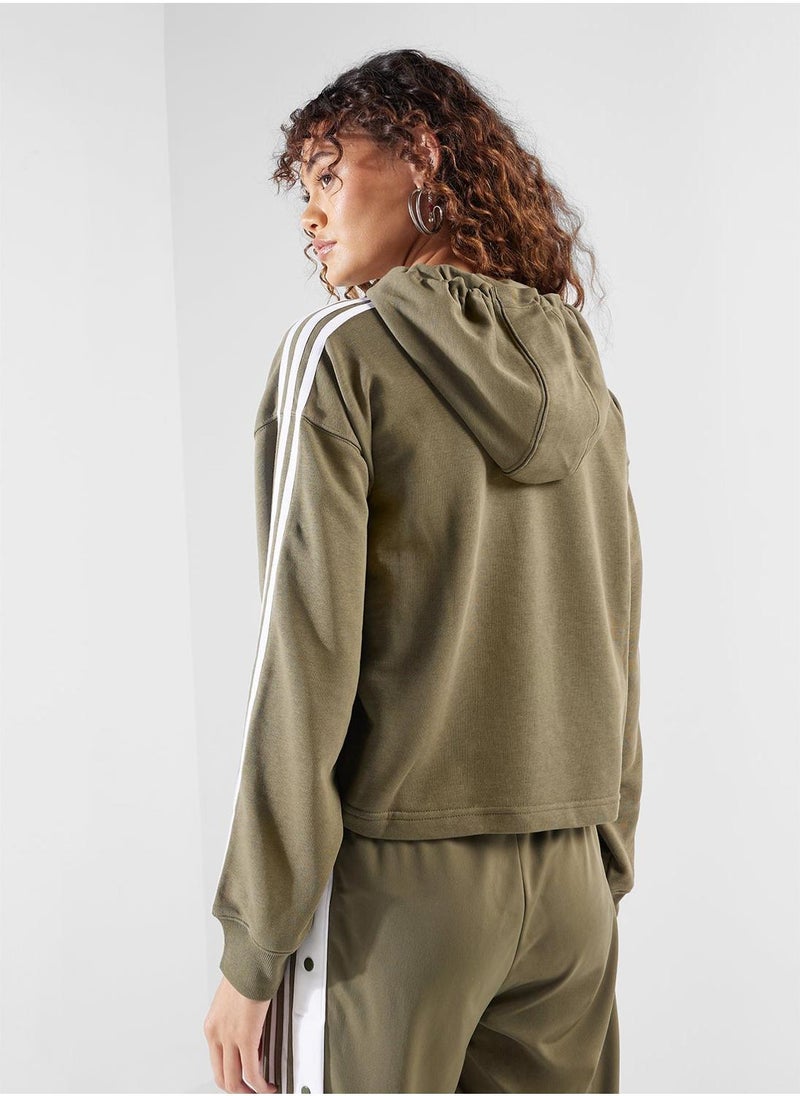 adidas Originals Adicolor 3 Stripe Short Hoodie - Image 2
