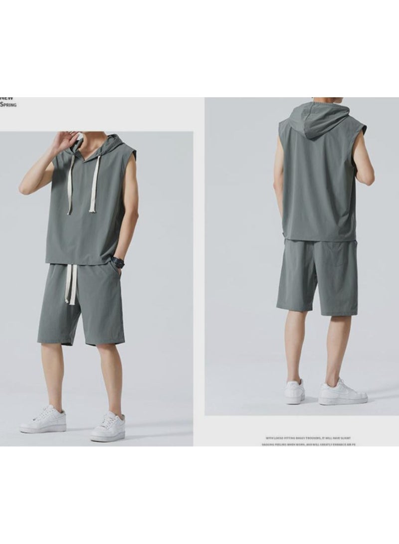 KUYING New Hooded Casual Loose Hooded Short Sleeve Two Piece Set  - Image 2