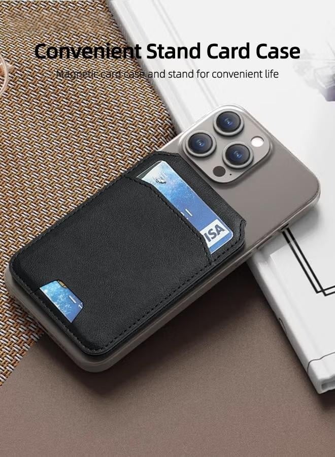 حامل محفظة MagSafe للهاتف، محفظة هاتف مع حامل قابل للتعديل لهاتف iPhone 16/15/14/13/12، حامل بطاقات 4، حامل بطاقات ائتمان MagSafe آمن من الجلد، غير مخصص لهاتف iPhone 13/12 Mini - Image 2