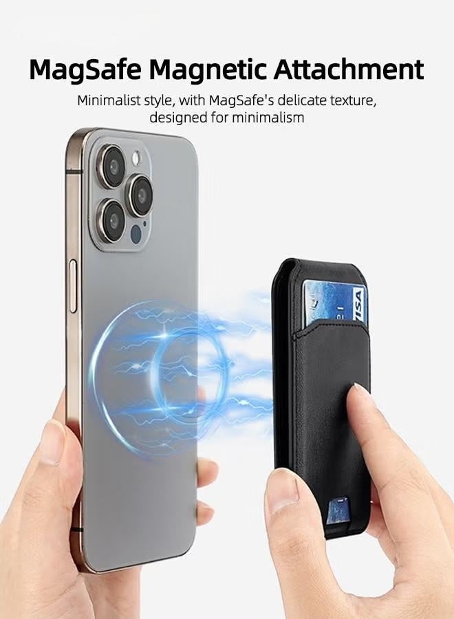 حامل محفظة MagSafe للهاتف، محفظة هاتف مع حامل قابل للتعديل لهاتف iPhone 16/15/14/13/12، حامل بطاقات 4، حامل بطاقات ائتمان MagSafe آمن من الجلد، غير مخصص لهاتف iPhone 13/12 Mini - Image 3