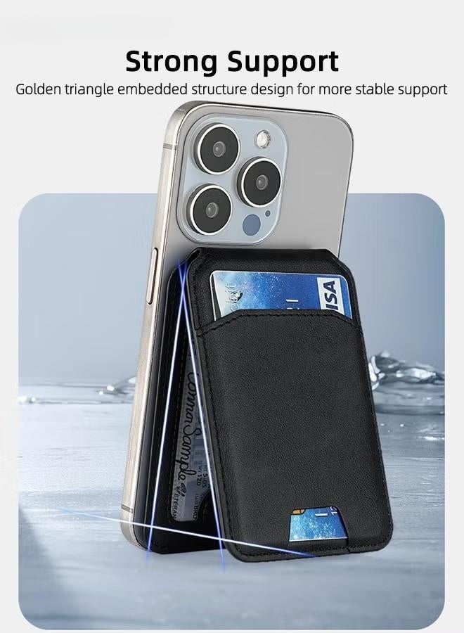 حامل محفظة MagSafe للهاتف، محفظة هاتف مع حامل قابل للتعديل لهاتف iPhone 16/15/14/13/12، حامل بطاقات 4، حامل بطاقات ائتمان MagSafe آمن من الجلد، غير مخصص لهاتف iPhone 13/12 Mini - Image 5