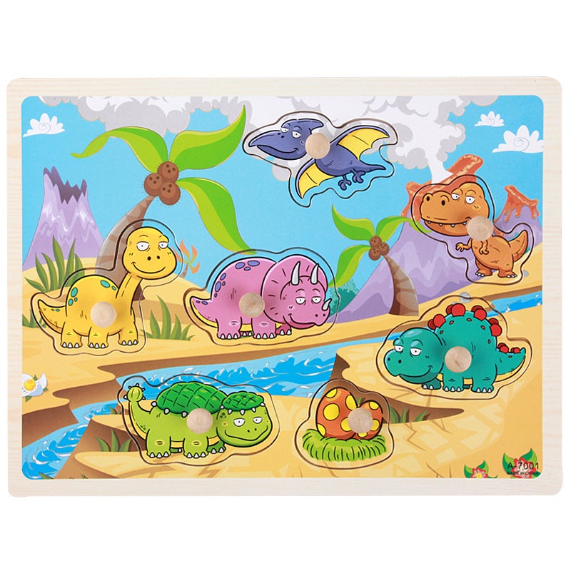 Wooden Nail Baby Ranch Animal Hand-Held Puzzle Early Education Children'S Educational Wooden Three-Dimensional Puzzle Puzzle Toy - Image 1
