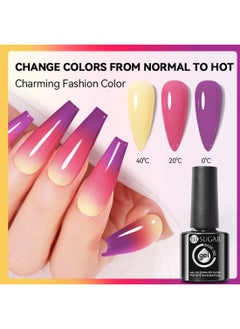 UR SUGAR Rubber Base Gel, Temperature Changing Ombre Glitter Nail Gel Polish, Long Lasting Easy To Use Builder Base Nail Gel, Base Coat For Nail Strengthening, Nail Art Design, Soak Off LED Nail Gel  - Image 3