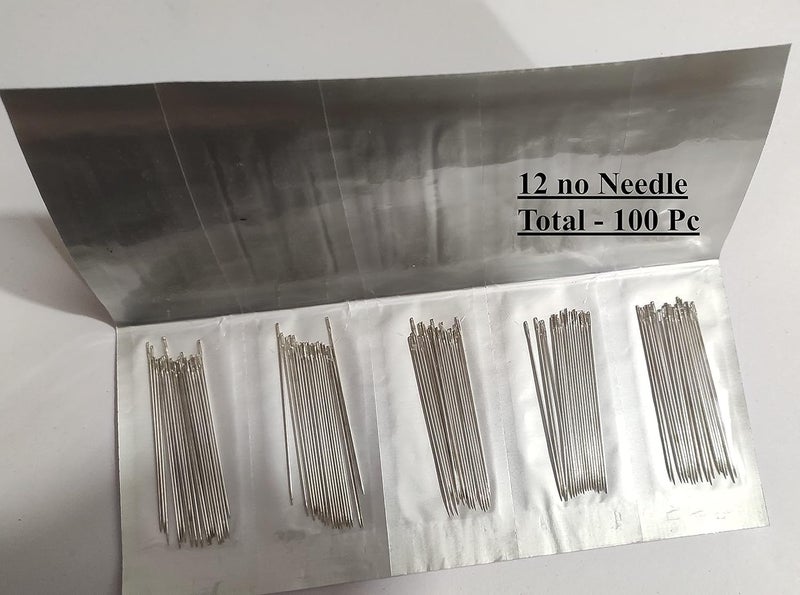 OMX Sewing Beading Needle for Hemming, Beads Zardosi Embroidery & Jewelry Making- 5 Packets. - Total 100 Needles (Size 12) - Image 3