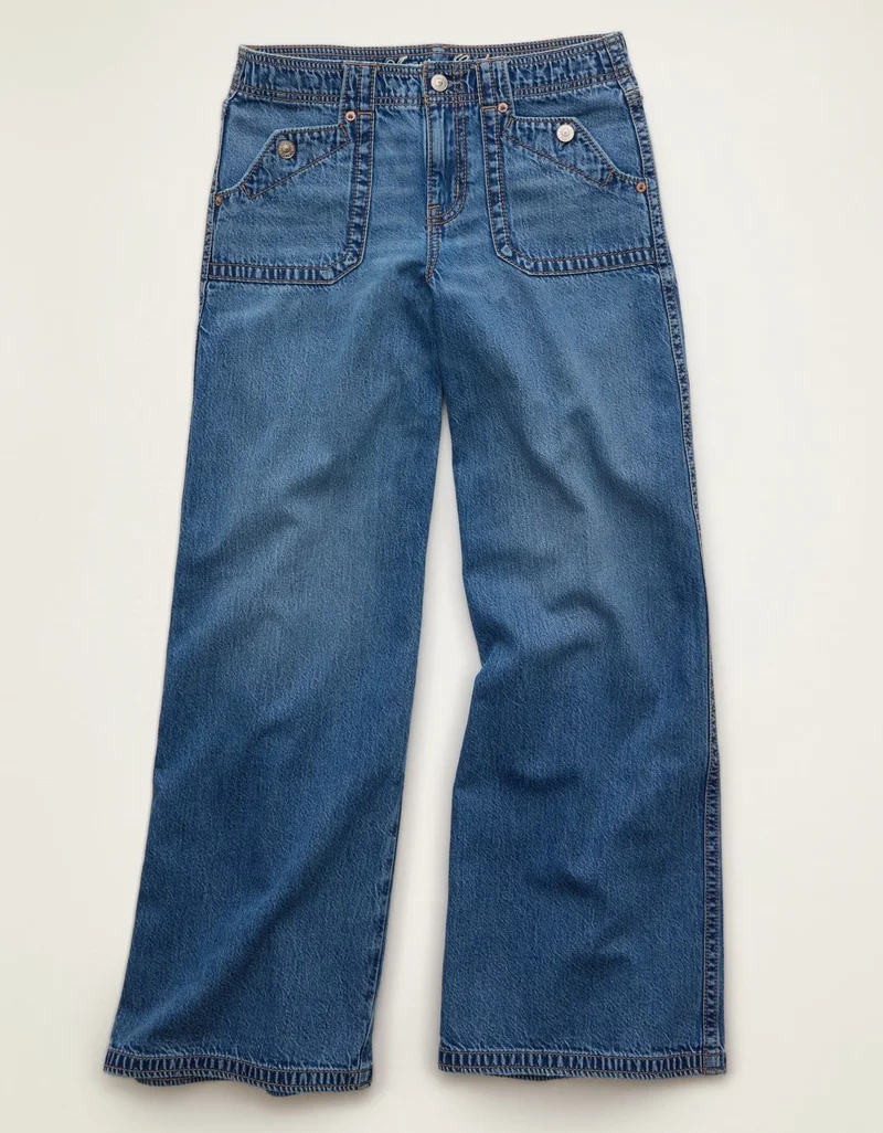 American Eagle  AE Low-Rise Baggy Ultra-Wide Leg Jean for Women | Best Price UAE