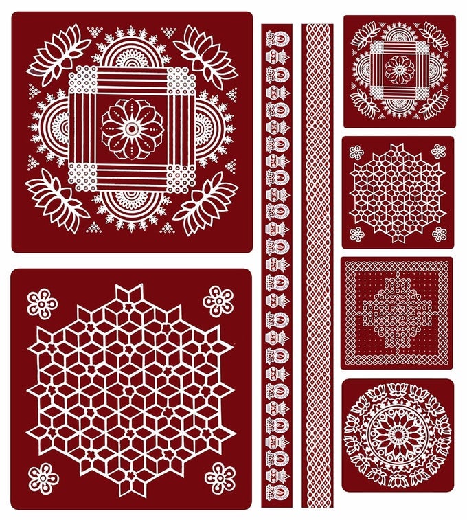 RANGOLI STICKER KOLAM STICKER FOR WALL TILE FLOOR STEEL STICKERPACK OF 1SETMODELMB2MS4MP2