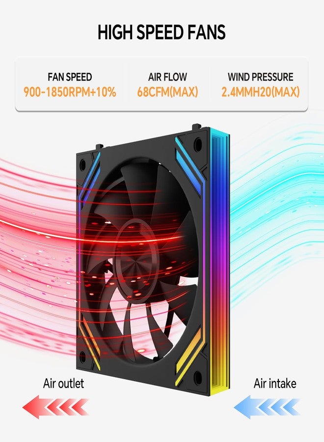 ITleads G120Pro Triple Pack 120mm Daisy Chain Connection ARGB Forward Case Fans, Pc Fans Speed Up to 1850RP for Computer Case Cooler - Image 3