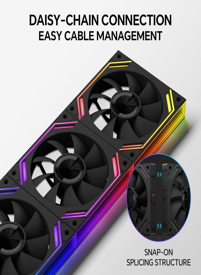 ITleads G120Pro Triple Pack 120mm Daisy Chain Connection ARGB Forward Case Fans, Pc Fans Speed Up to 1850RP for Computer Case Cooler - Image 2