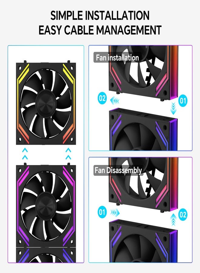 ITleads G120Pro Triple Pack 120mm Daisy Chain Connection ARGB Forward Case Fans, Pc Fans Speed Up to 1850RP for Computer Case Cooler - Image 4
