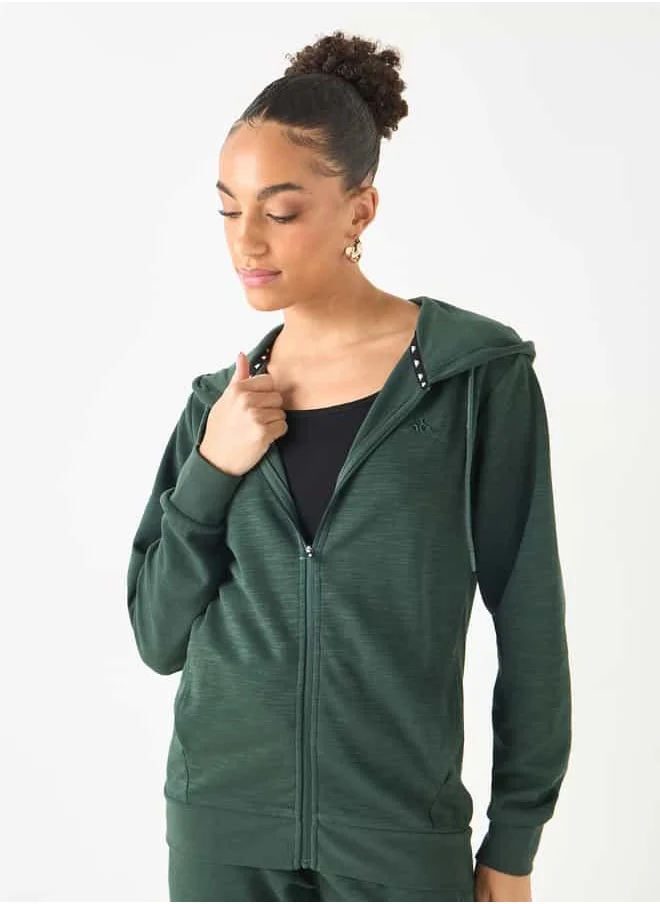 Kappa Kappa Logo Detail Zip Through Hoodie with Long Sleeves