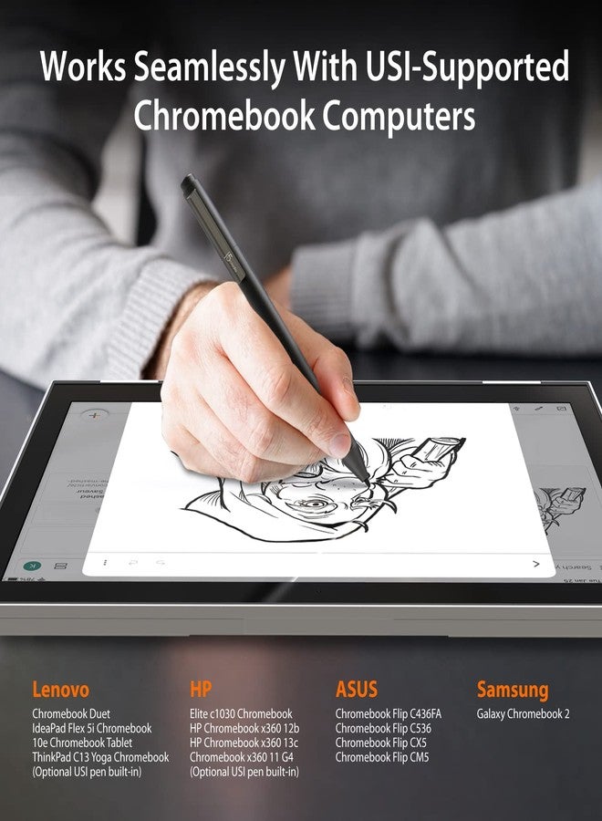 j5create USI 1.0 Stylus Pen for USI Capable Chromebooks - Works with Chromebook Certified, Supports 4096 Levels Pressure, Durable and Elegant Aluminum Enclosure (JITP100) - Image 3