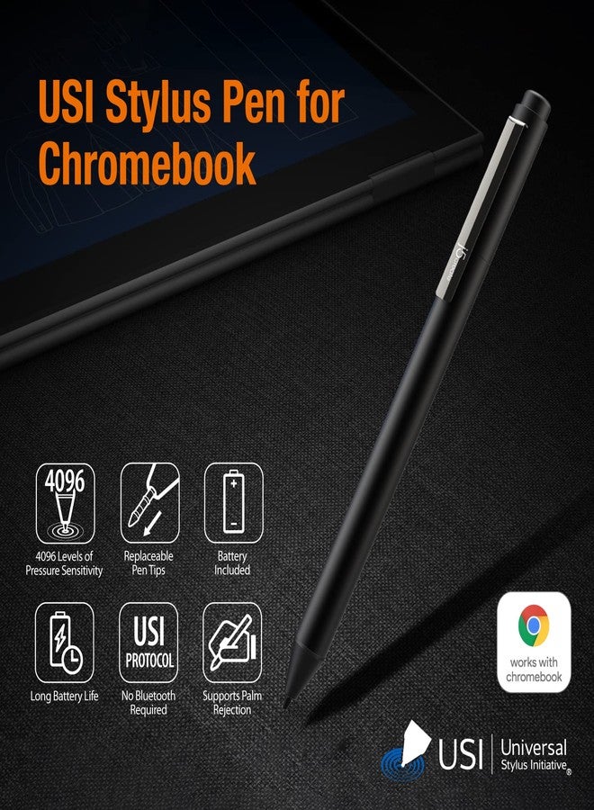 j5create USI 1.0 Stylus Pen for USI Capable Chromebooks - Works with Chromebook Certified, Supports 4096 Levels Pressure, Durable and Elegant Aluminum Enclosure (JITP100) - Image 2